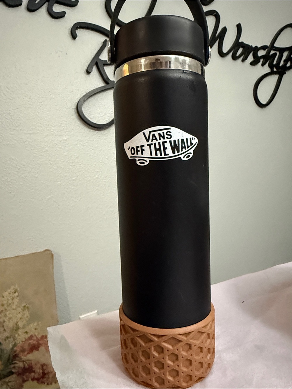 Limited Edition Vans Black and Tan Insulated Water Bottle with Logo